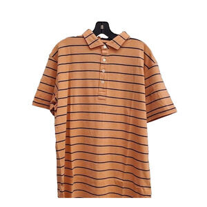 NWT John Morgan Sportswear Polo Shirt L Men Peach Stripe Golf